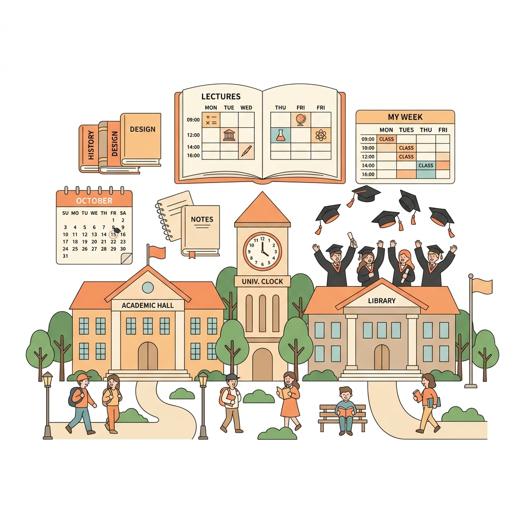 University Timeline Illustration